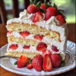 Moist Strawberry Shortcake Cake with Whipped Cream Frosting
