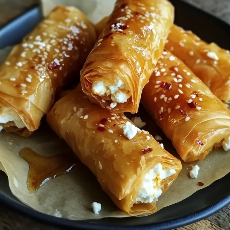 Oven Fried Feta Rolls with Chili Honey