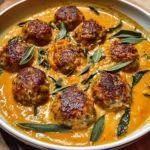 Turkey Meatballs in Pumpkin Sage Sauce
