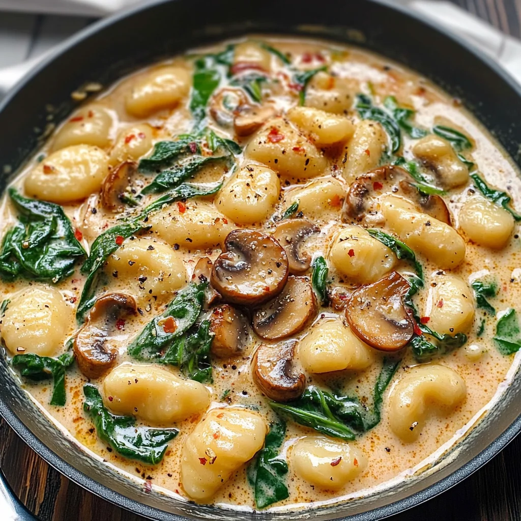 Creamy Spinach and Mushroom Gnocchi (One-Pan, 20 Minutes)