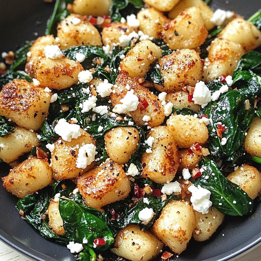 Crispy Gnocchi With Spinach And Feta
