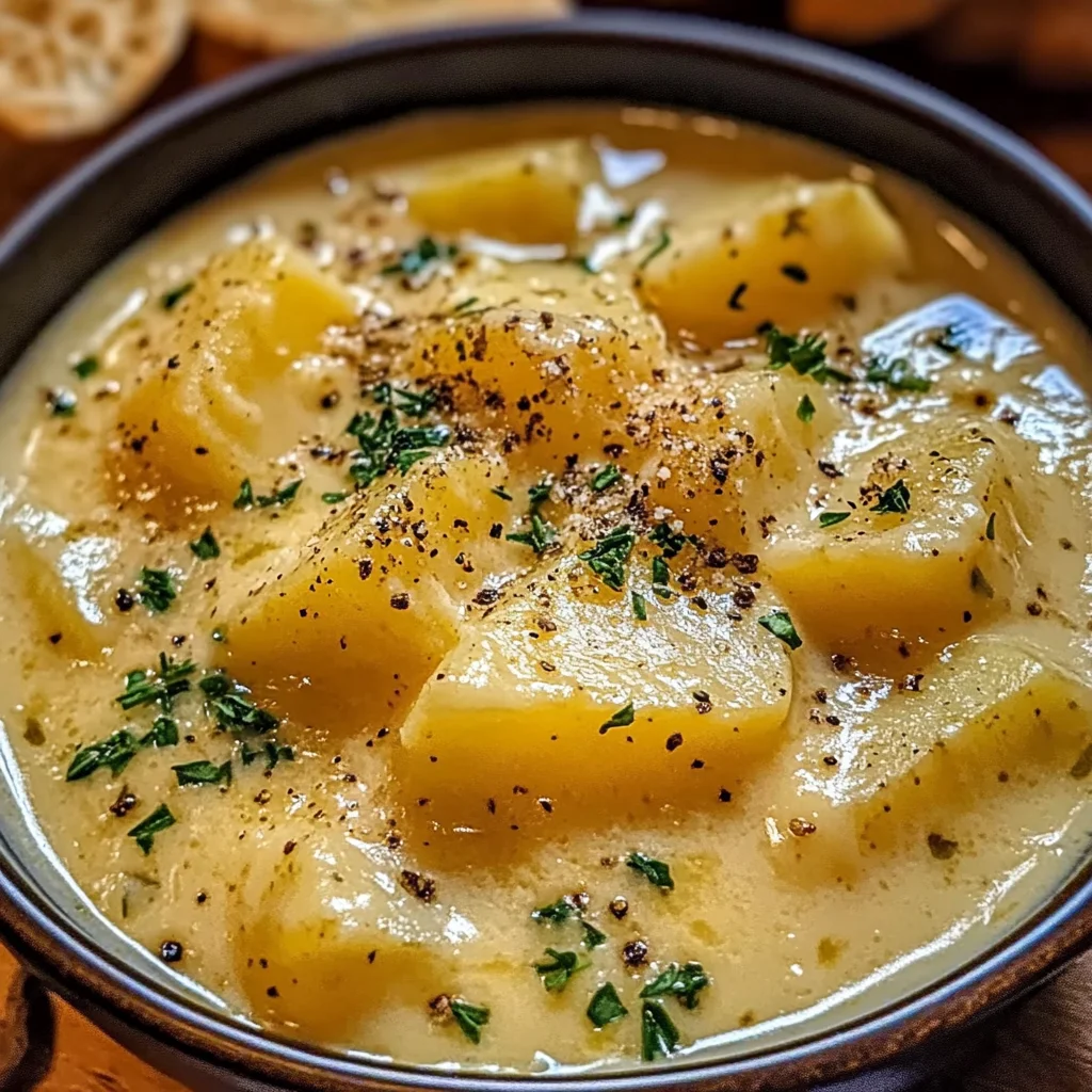 Hearty Cheddar Garlic Herb Potato Soup Recipe