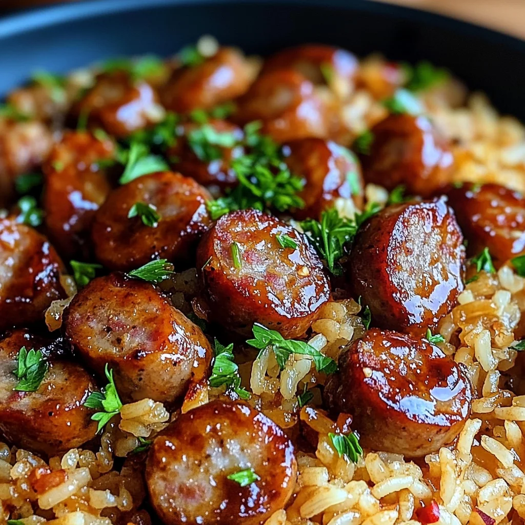 One-Pan Sweet and Tangy BBQ Sausage Rice