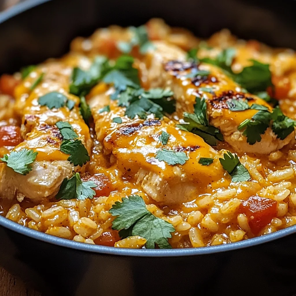 One Pot Queso Chicken and Rice : Easy Comfort Food