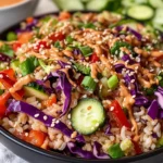 Quick Crispy Rice Salad with Peanut Sesame Dressing - Alrightwithme