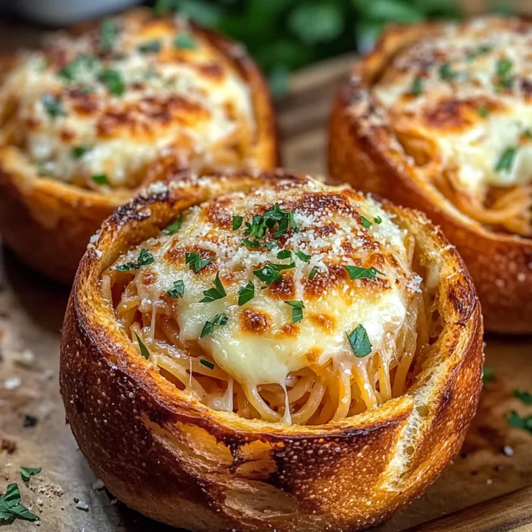 Spaghetti Garlic Bread Bowls