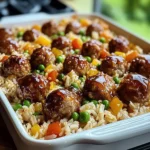 Honey Garlic Meatball & Rice Bake