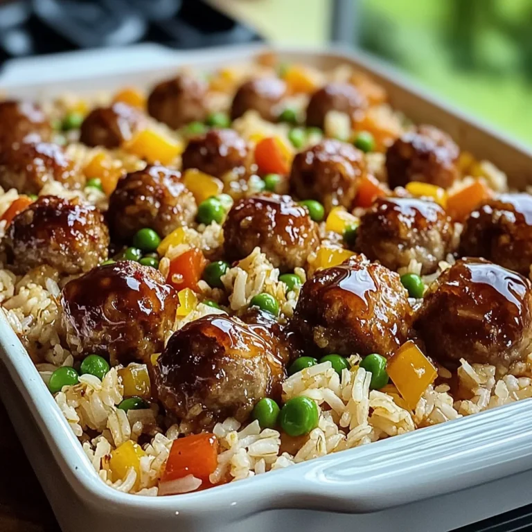 Honey Garlic Meatball & Rice Bake