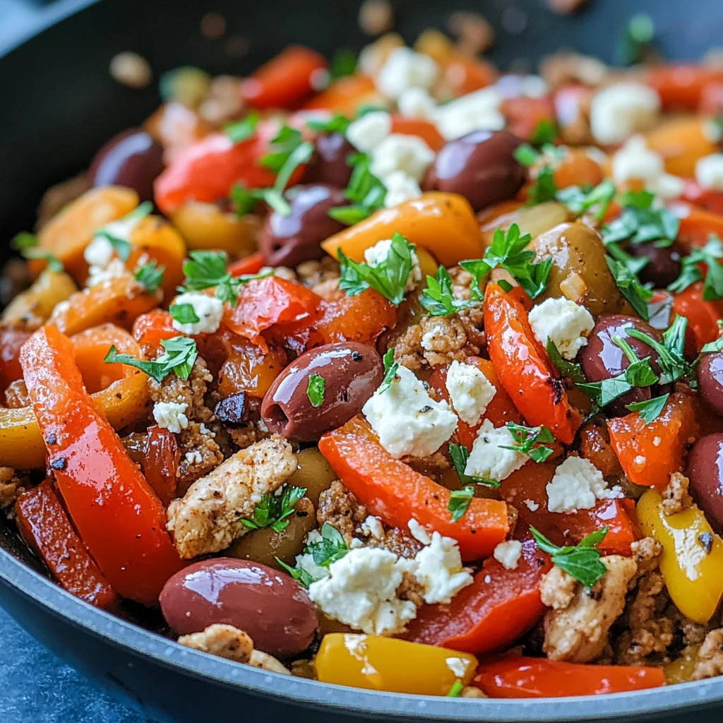 Mediterranean Keto Ground Chicken Skillet with Olives and Feta