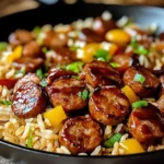 One Pan Sweet And Tangy Bbq Sausage Rice