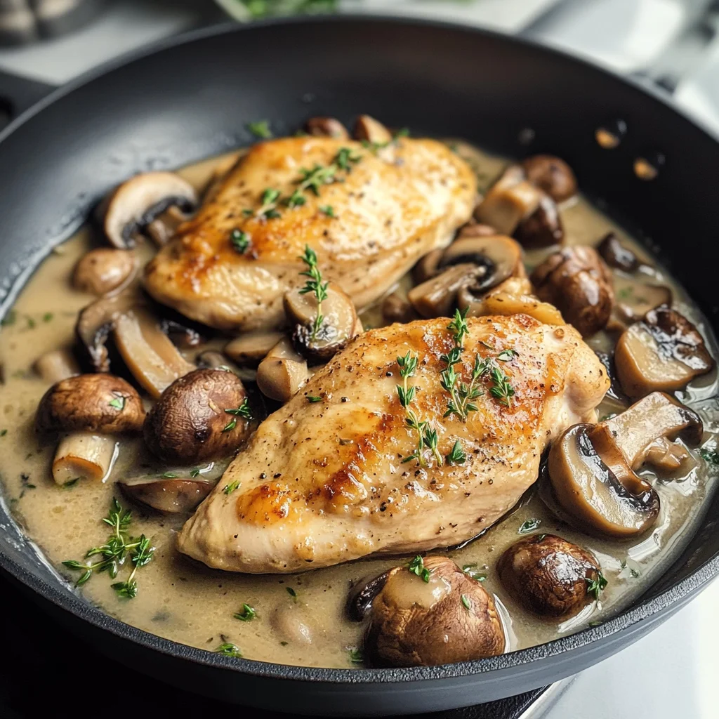 Skillet Chicken and Mushroom Wine Sauce
