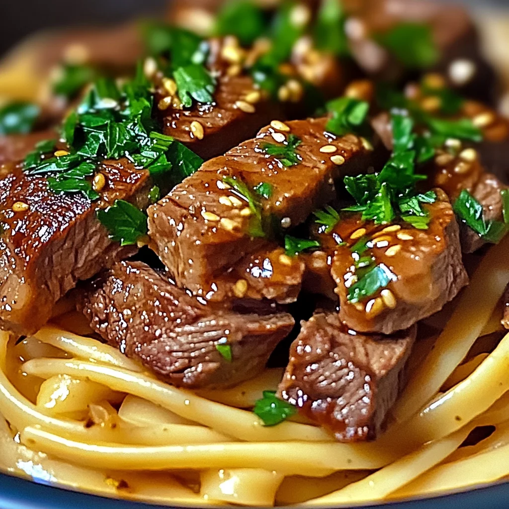 Sweet and Spicy Garlic Steak Pasta