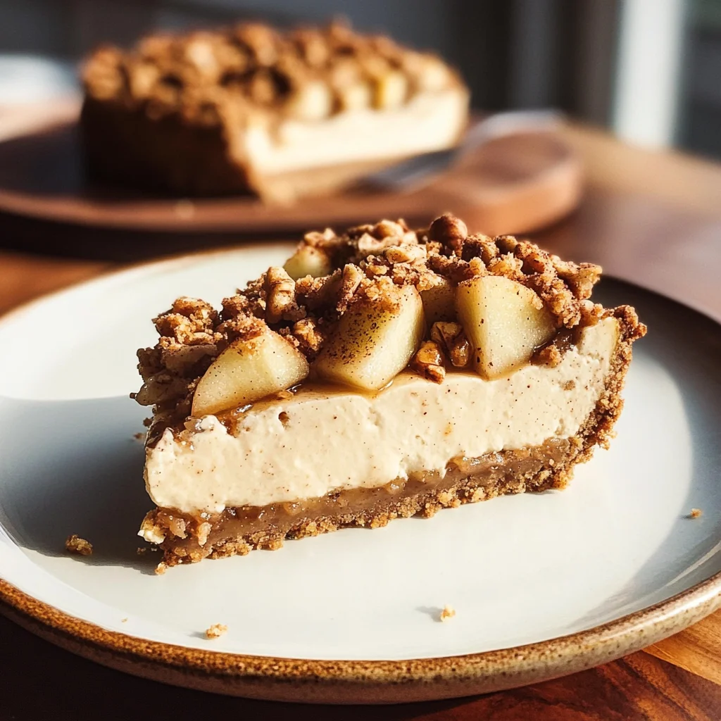 VEGAN APPLE CRUMBLE CHEESECAKE
