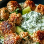 Juicy Greek Chicken Meatballs with Tzatziki