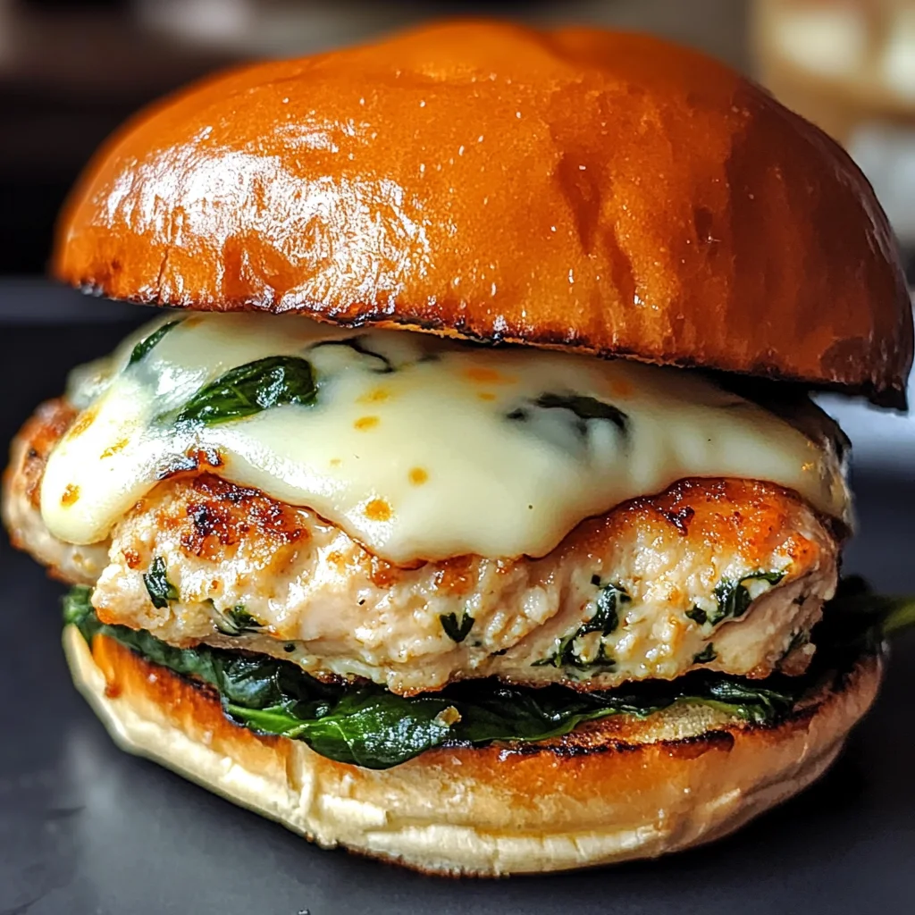 White Cheddar Spinach Chicken Burgers